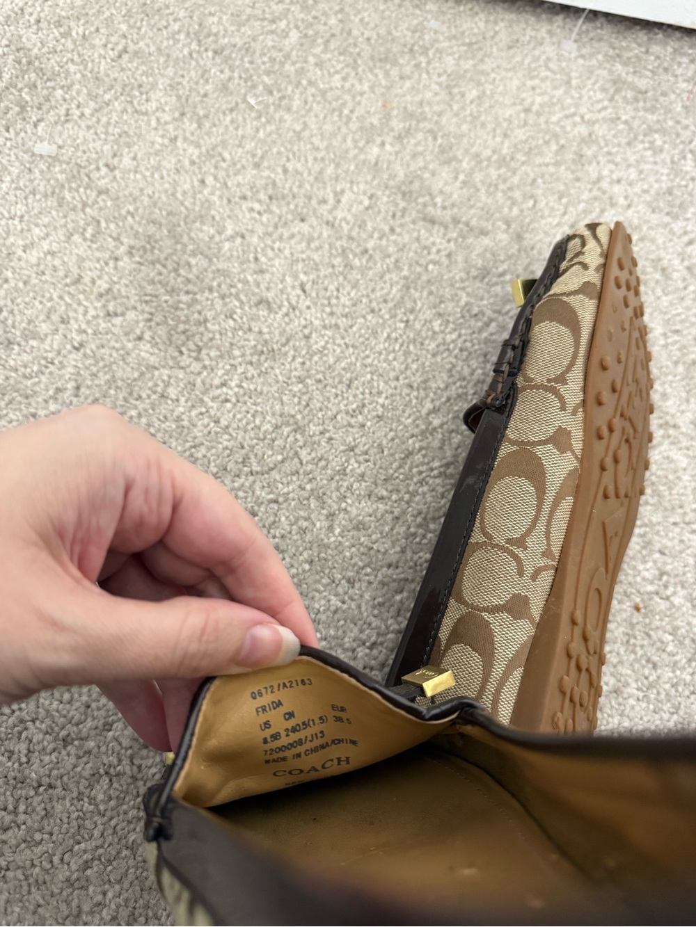 Coach Brown Signature Canvas Loafers with Dark Trim - Picture 8 of 8